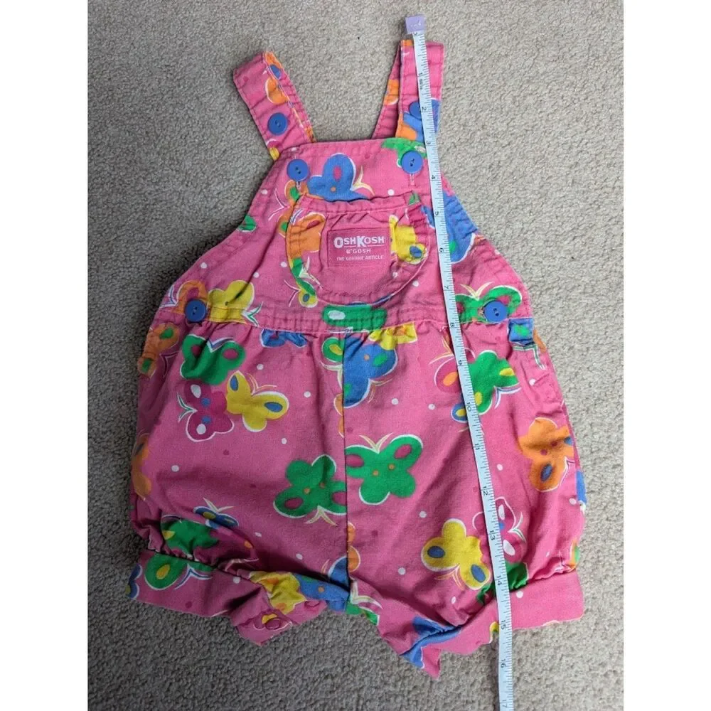 Vintage Made in USA OshKosh B'Gosh Butterfly Bubble Romper Overalls 6-9 Month
